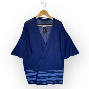 Lane Bryant New Short Sleeve Long Line Open Cardigan Sweater 18/20 Navy Blue